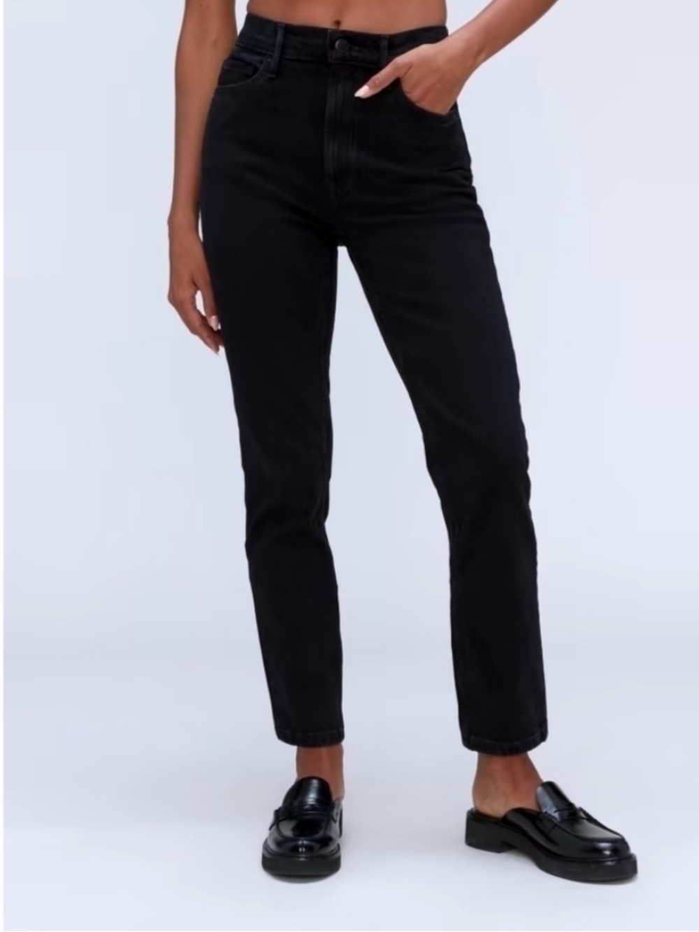 Everlane The Original Cheeky Jean Black High Rise Straight Leg Size 26